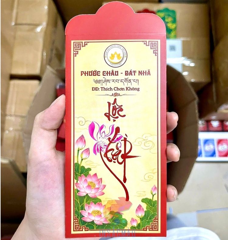 Mẫu bao lì xì Phật giáo thiết kế tinh tế, chất lượng