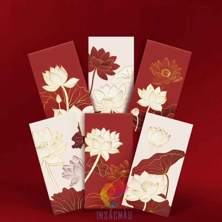 Mẫu bao lì xì nhà Phật in hình hoa sen