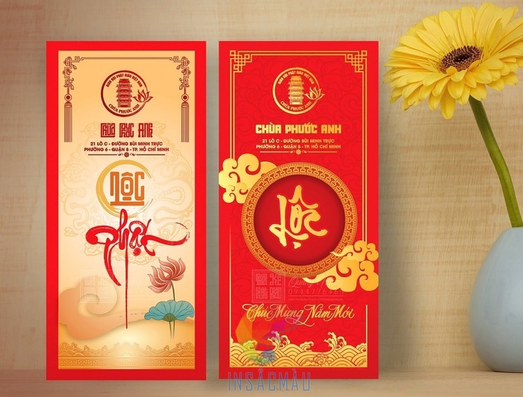 Mẫu bao lì xì Phật giáo - Chùa Phước Anh