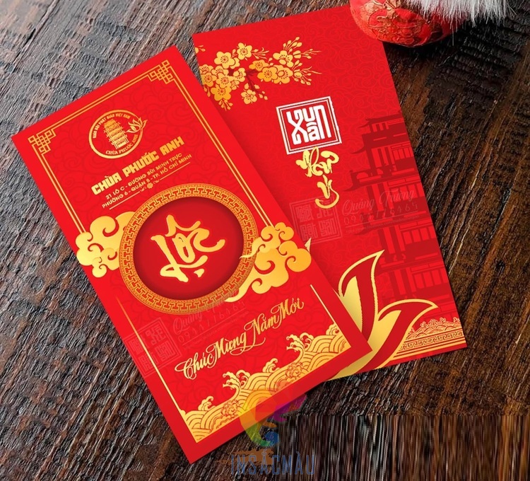 Mẫu bao lì xì Phật giáo thiết kế đẹp, tinh tế
