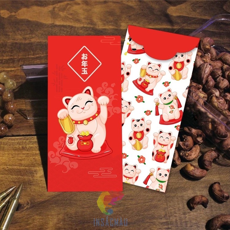 Mẫu bao lì xì mèo thần tài
