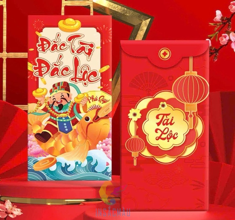 Mẫu bao lì xì thần tài - Đắc Tài Đắc Lộc