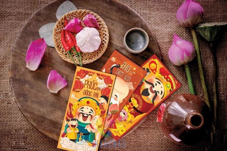 Mẫu bao lì xì thần tài - Phúc như Đông Hải