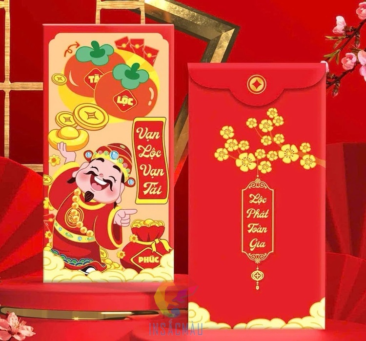 Mẫu bao lì xì thần tài - Vạn Lộc Vạn Tài