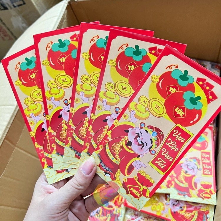 Mẫu bao lì xì thần tài đẹp, chất lượng