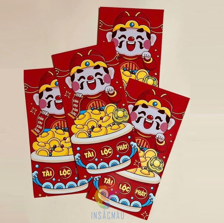 Mẫu bao lì xì thần tài đáng yêu cho Tết Đinh Mùi