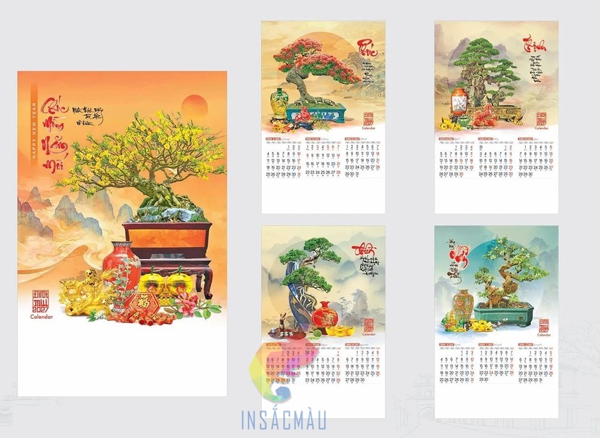 Mẫu lịch treo tường 5 tờ đẹp, ấn tượng năm 2027