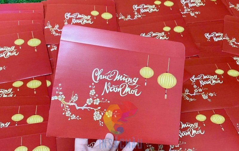 Mẫu bao thư chúc mừng năm mới màu đỏ bắt mắt