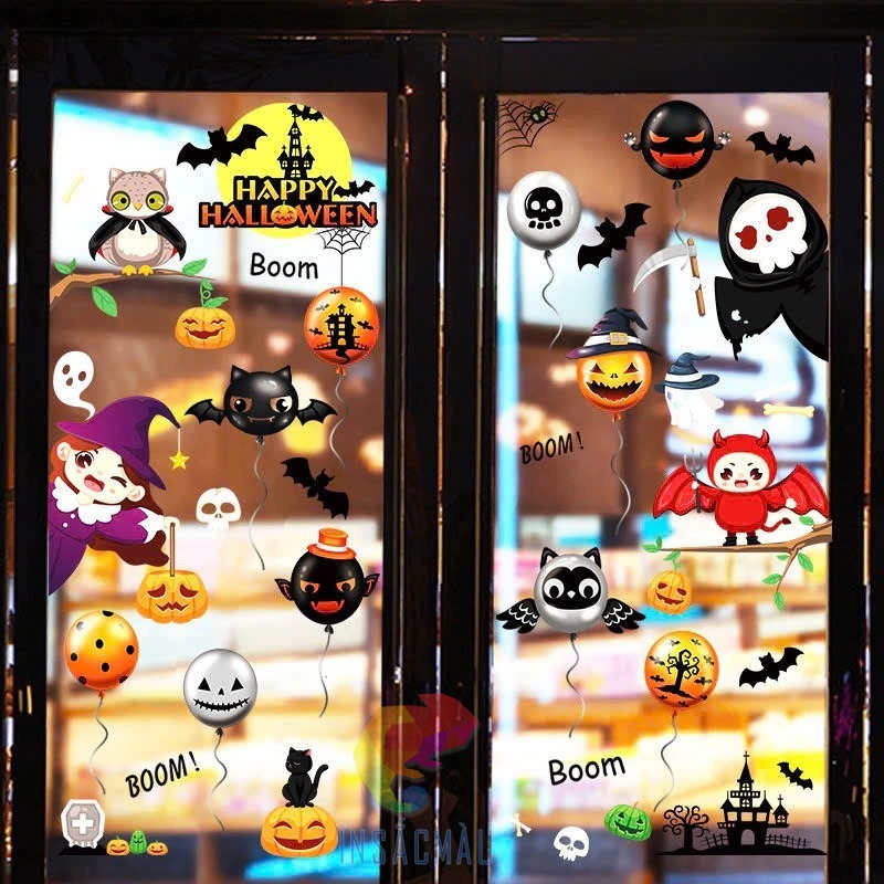 Các mẫu sticker halloween ma quái trang trí cửa sổ