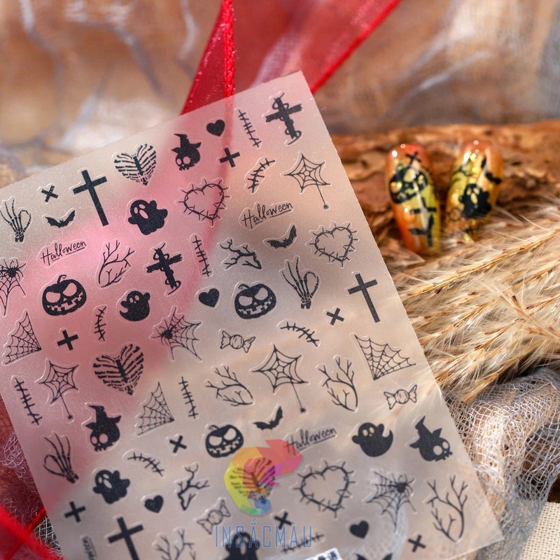 Các mẫu sticker halloween trắng đen size nhỏ