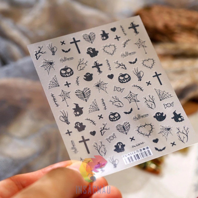 Các mẫu sticker halloween trắng đen cute
