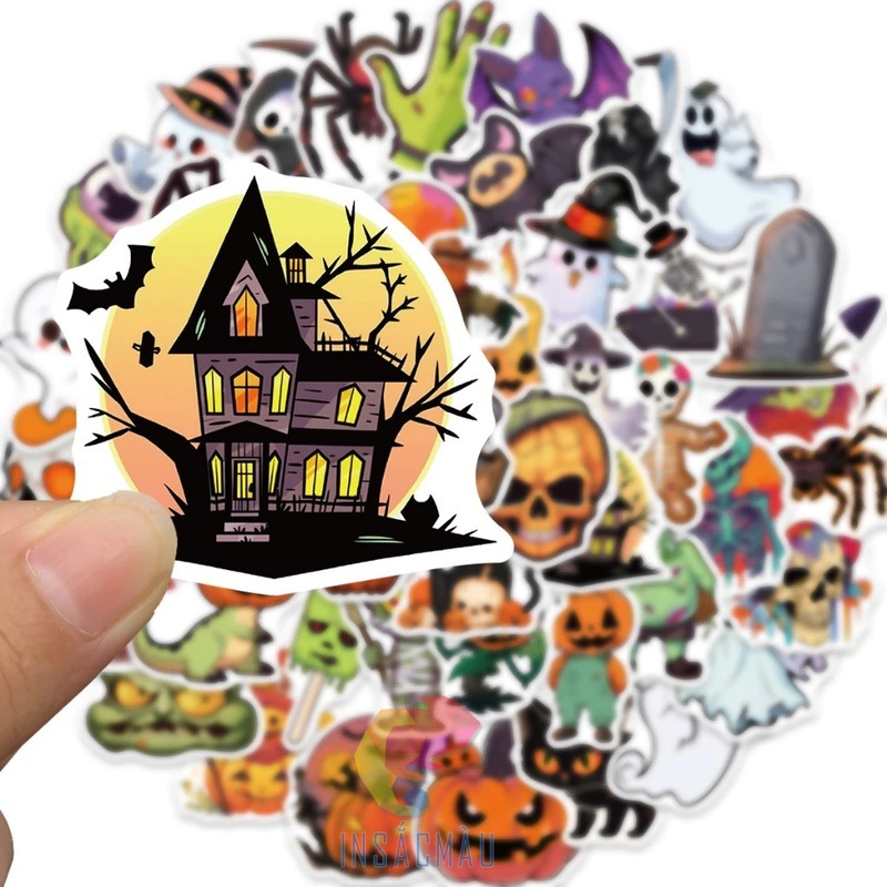 Mẫu sticker halloween lâu đài ma quái