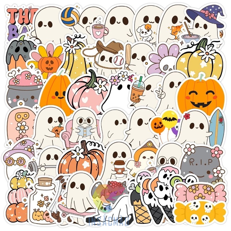 Các mẫu sticker halloween hình ma cute