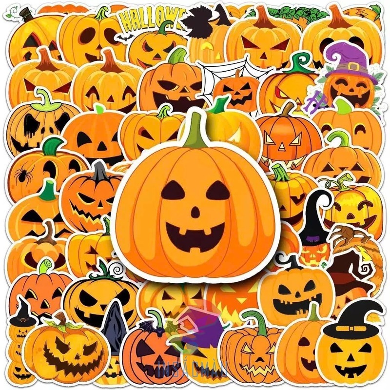 Mẫu sticker halloween cute hình quả bí ngô ma quái