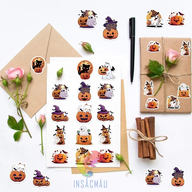 Sticker halloween cute trang trí thiệp