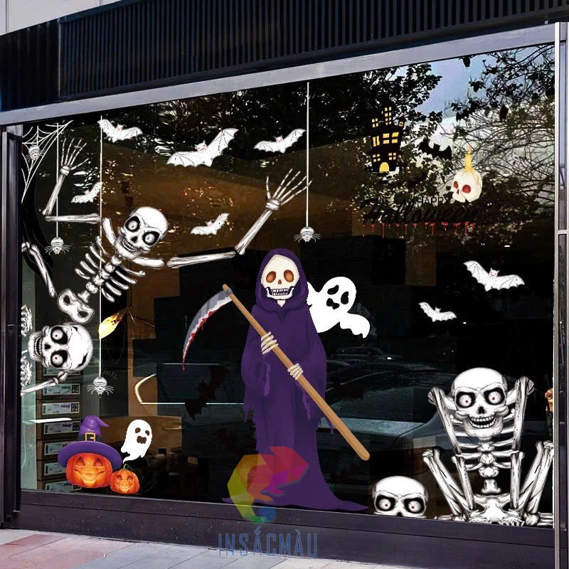 Các mẫu sticker halloween ma quái trang trí cửa hàng kinh doanh