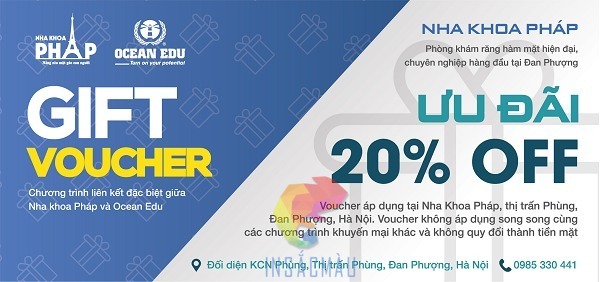 Mẫu phiếu ưu đãi 20% chi phí dịch vụ nha khoa