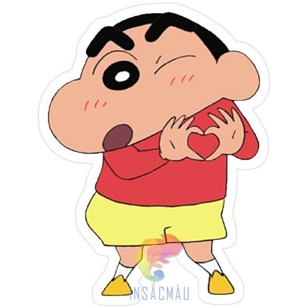 Mẫu sticker cậu bé bút chì tạo dáng trái tim